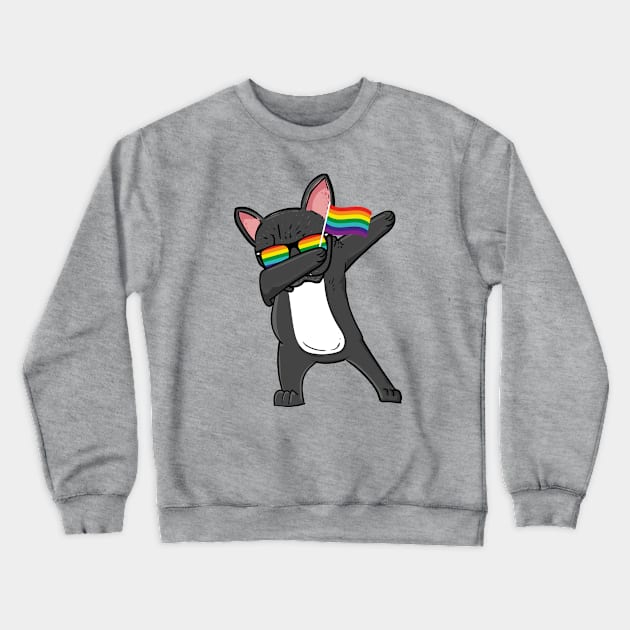 Cute Pug Dabbing Gay Pride Flag Love Wins Crewneck Sweatshirt by dconciente